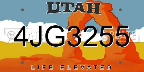 4JG3255 Utah License Plate