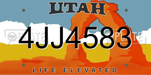4JJ4583 Utah License Plate