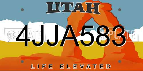 4JJA583 Utah License Plate