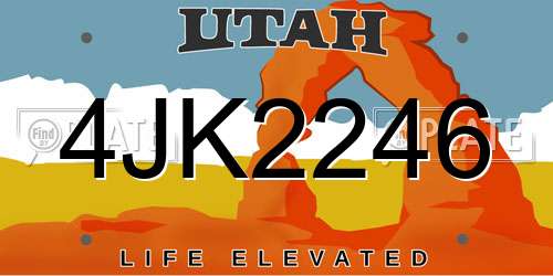 4JK2246 Utah License Plate