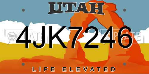 4JK7246 Utah License Plate