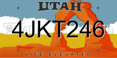 4JKT246 Utah License Plate
