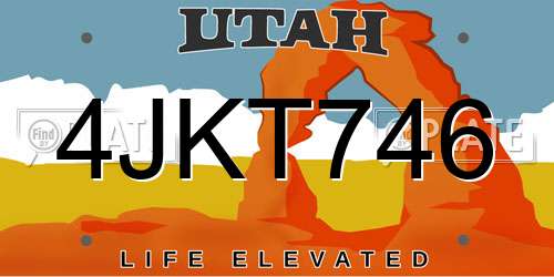 4JKT746 Utah License Plate