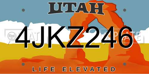 4JKZ246 Utah License Plate