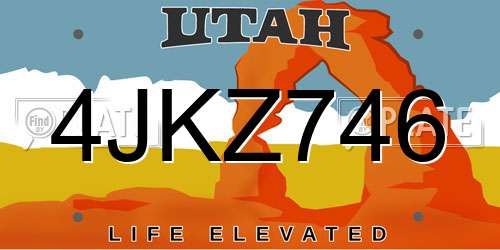 4JKZ746 Utah License Plate