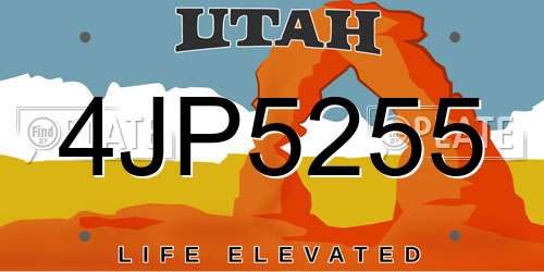 4JP5255 Utah License Plate