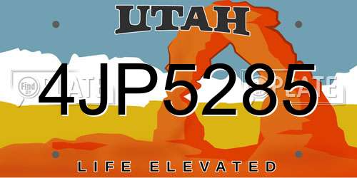 4JP5285 Utah License Plate
