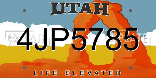 4JP5785 Utah License Plate