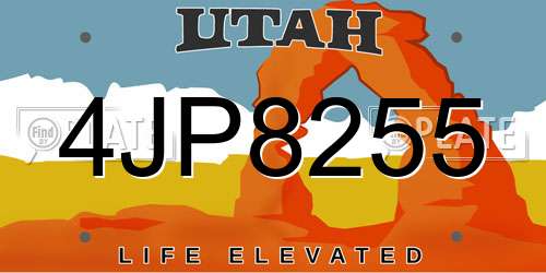 4JP8255 Utah License Plate