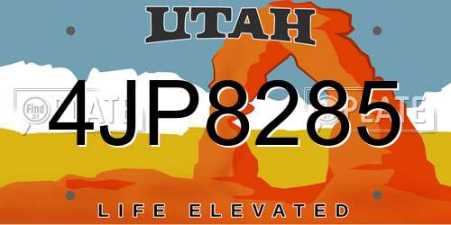 4JP8285 Utah License Plate