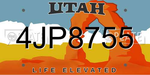 4JP8755 Utah License Plate
