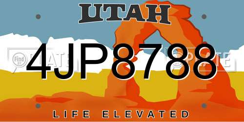 4JP8788 Utah License Plate