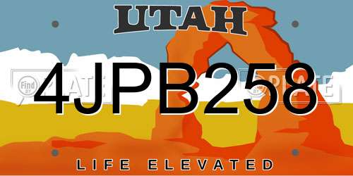 4JPB258 Utah License Plate