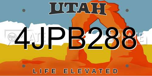 4JPB288 Utah License Plate