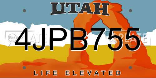 4JPB755 Utah License Plate