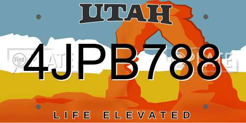 4JPB788 Utah License Plate