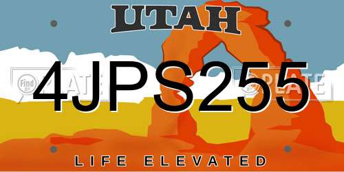 4JPS255 Utah License Plate