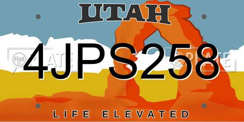 4JPS258 Utah License Plate