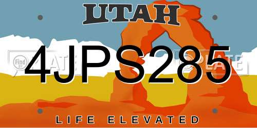 4JPS285 Utah License Plate
