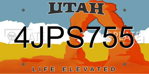4JPS755 Utah License Plate