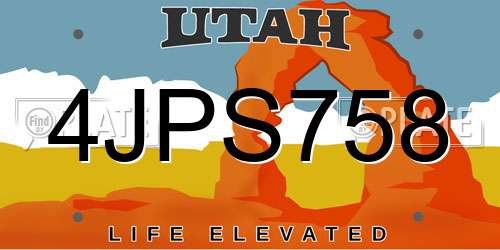 4JPS758 Utah License Plate