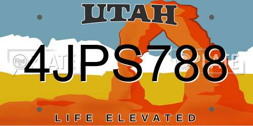 4JPS788 Utah License Plate