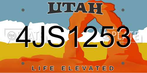 4JS1253 Utah License Plate