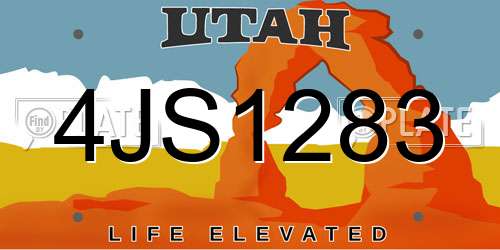 4JS1283 Utah License Plate
