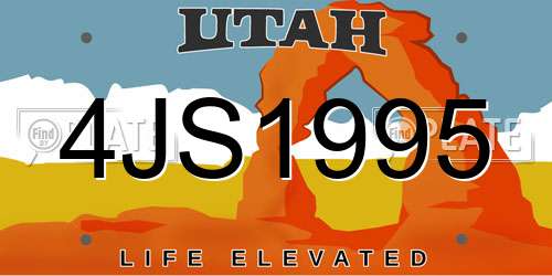 4JS1995 Utah License Plate