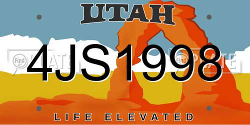 4JS1998 Utah License Plate