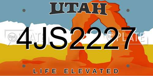 4JS2227 Utah License Plate
