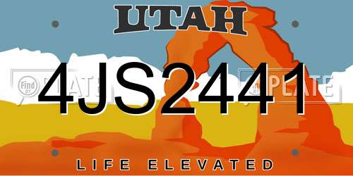 4JS2441 Utah License Plate