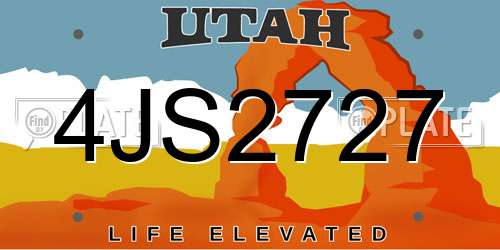 4JS2727 Utah License Plate