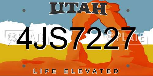 4JS7227 Utah License Plate