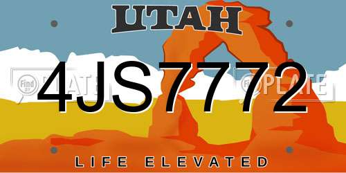 4JS7772 Utah License Plate