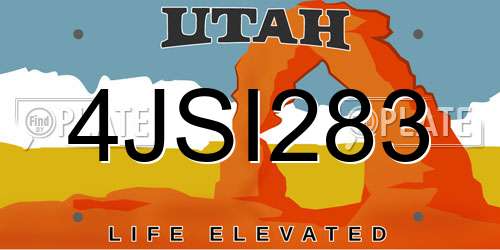 4JSI283 Utah License Plate