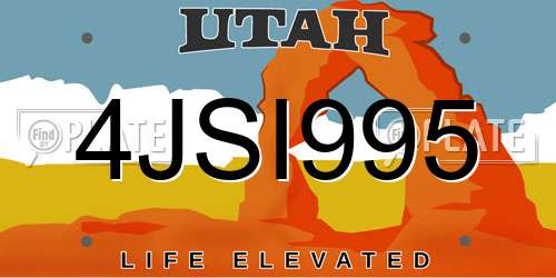 4JSI995 Utah License Plate