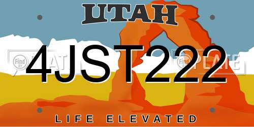 4JST222 Utah License Plate