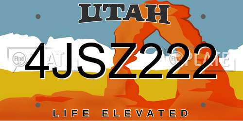 4JSZ222 Utah License Plate