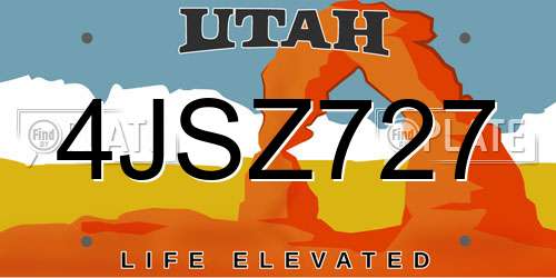 4JSZ727 Utah License Plate
