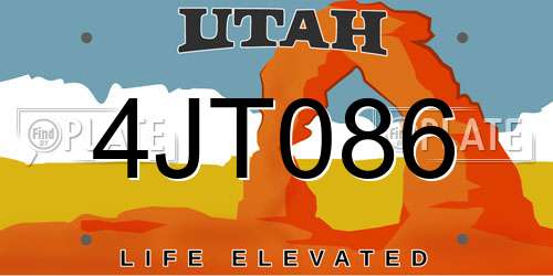 4JT086 Utah License Plate