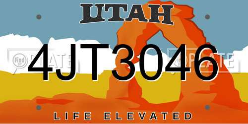 4JT3046 Utah License Plate