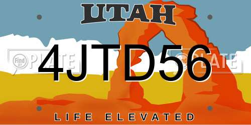 4JTD56 Utah License Plate