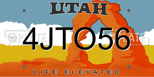 4JTO56 Utah License Plate