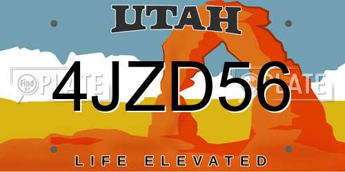 4JZD56 Utah License Plate