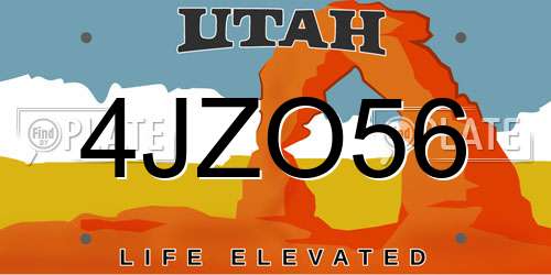 4JZO56 Utah License Plate
