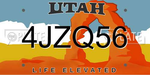 4JZQ56 Utah License Plate