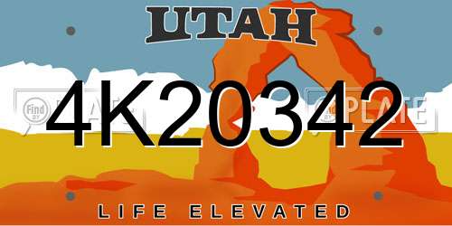 4K20342 Utah License Plate
