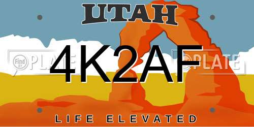 4K2AF Utah License Plate