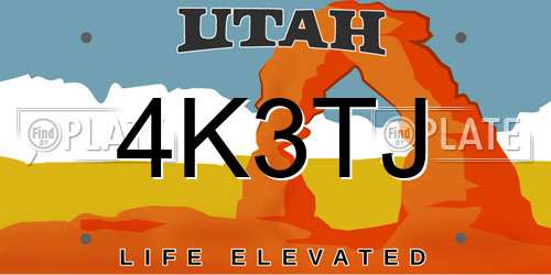 4K3TJ Utah License Plate